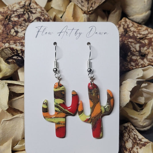 Arizona Sunset cactus clay earrings