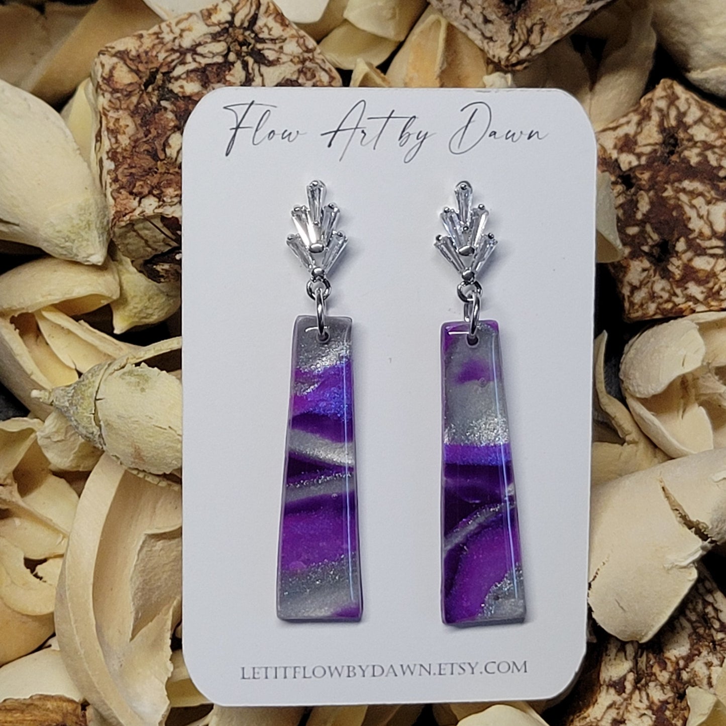 Purple Swirl Trapezoid earrings